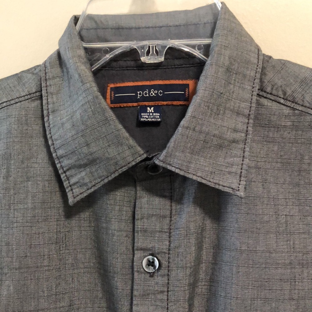PD&C Men’s Button down Shirt Top SZ M Gray - Picture 3 of 8